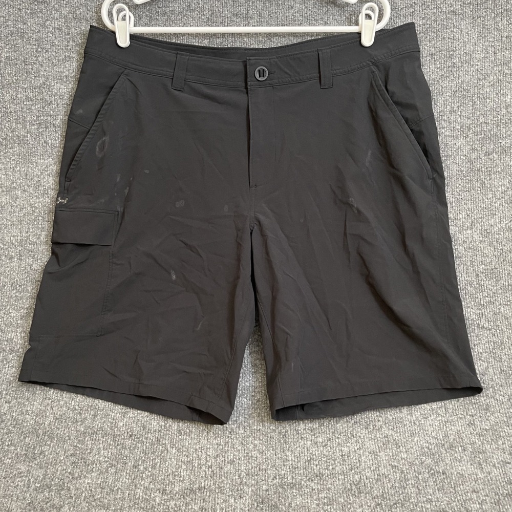 Under Armour Fishing Shorts Mens 38 Black UA Mantra Cargo Hiking Stretch 1378952